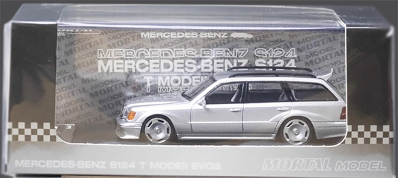 Mortal Mercedes Benz S124 T MODEII EVO2 wagon silver pancake wheels Limited Edition 999PCS ONLY 1:64 Car Pre-built Model view7
