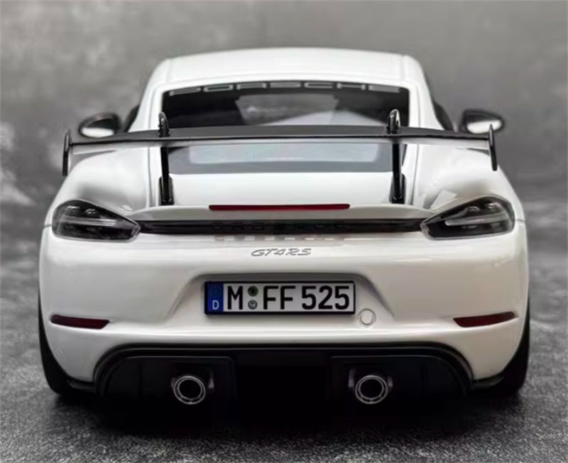 1:18 PORSCHE Cayman GT4 RS 2024 White carbon cover  Norev Hard top Tail Wing Edition DIECAST Car Model