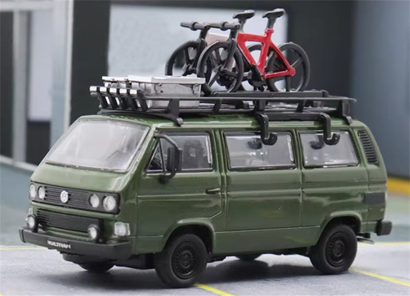 Master Volkswagen T3 Van Green with Accessories 1:64 Car Pre-built Airliner Model Display view1