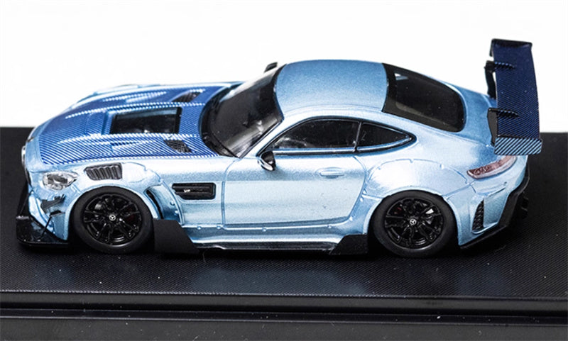 Rhino Model Mercedes-AMG GT-S Carbonerre Wide Bodykit modified big rear wing sports car ice blue Limited Edition 499PCS ONLY 1:64 Car Pre-built Model view6