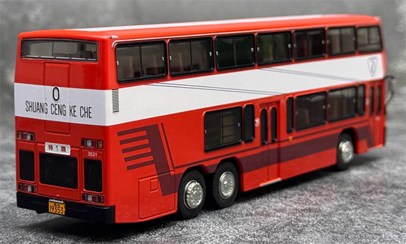 AUTO-GLIMPSE JLY6121S Jinling double layer Original factory paint Special 1 Route red 1:64 Bus Pre-built Model view4