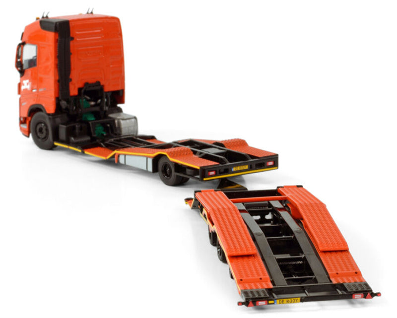 WSI VOLVO FH5 GLOBETROTTER TRUCK TRANSPORTER TRUCK 4X2 TRUCK TRANSPORTER DRAWBAR TRAILER - 3 AXLE De Rooy 1:50 Model