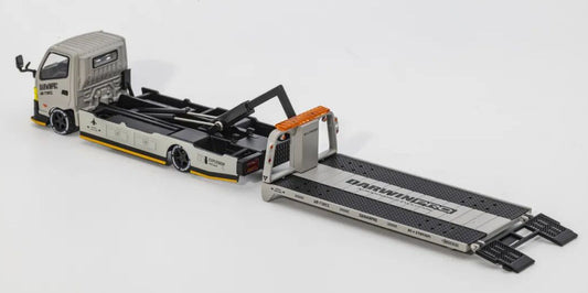GCD x DarwinPro 1:64 Hino 300 Dutro Flatbed Trailer Truck Air Force Grey