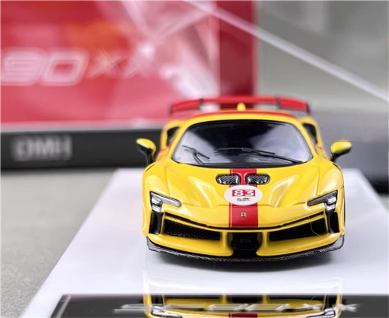 DMH Ferrari SF90 XX Spider Prancing Horse supercar Yellow 83 # - Hardtop Limited Edition 999PCS ONLY 1:64 Car Pre-built Airliner Model Display view7