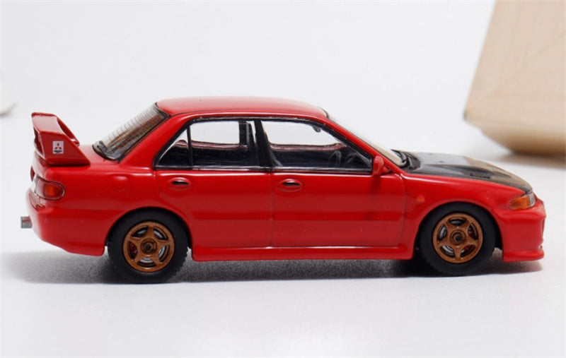 mymodelcollect Mitsubishi Lancer EVO III modified version Red carbon cover Limited Edition 999PCS ONLY 1:64 Car Pre-built Model view3