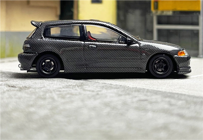SW Honda Civic EG6 All carbon black Limited Edition 500PCS ONLY 1:64 Car Pre-built Model view8