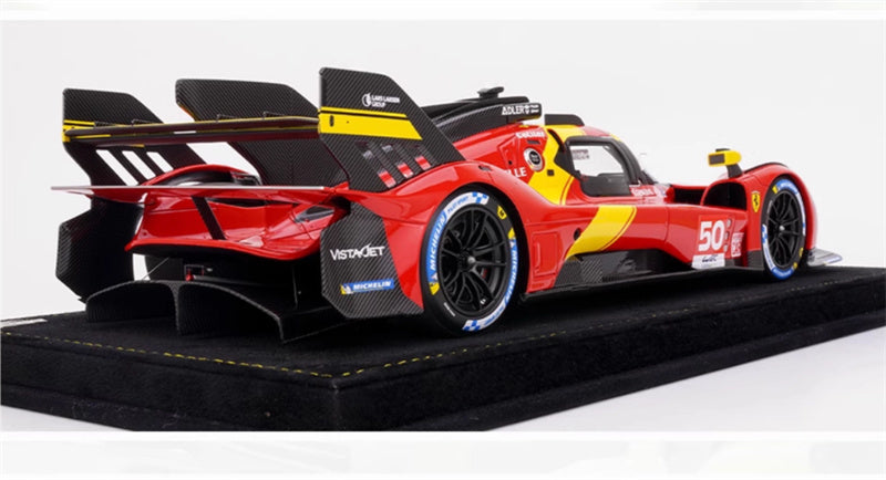 BBR MODELS Ferrari 499P #50 Hypercar Launch Edition 2022 red Black velvet base Adler Michelin Vistajet Hyper car Richard Mille 1:18 Car Pre-built Model view4