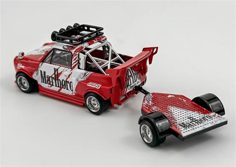 Liberty 64 Honda Modified wide body pickup trailer Marlboro Painting Limited Edition 999PCS ONLY 1:64 Truck Pre-built Airliner Model Display view4