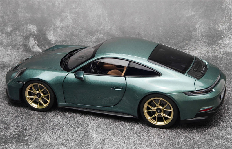NOREV 2021 Porsche 911 GT3 Malachite green gold wheel No tail version 1:18 Car Pre-built Model view5