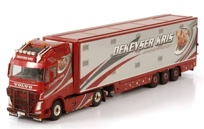 WSI VOLVO FH4 GLOBETROTTER XL 4X2 LIVE STOCK TRAILER - 3 AXLE DEKEYSER KRIS 1:50 Truck Pre-built Model