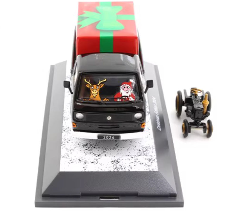 SCHUCO VOLKSWAGEN VW T3a Christmas Edition 2024 with 1:43 Car Pre-built Model view5