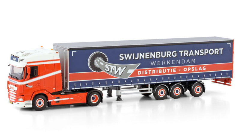WSI DAF XG 4X2 TRIDEC CURTAINSIDE TRAILER - 3 AXLE Swijnenburg Transport Werkendam 1:50 Truck Pre-built Model
