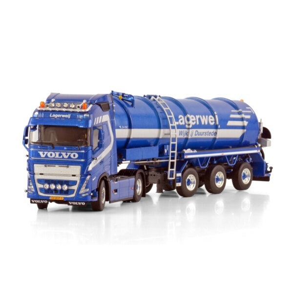 1:50 VOLVO LAGERWEIJ FH5 4X2 TANK TRAILER 3 AXLE WSI  Blue Diecast Model