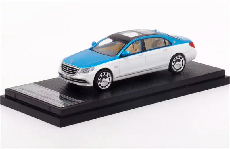Master Mercedes Benz Maybach S-Class Blue and white dual color 1:64 Car Pre-built Airliner Model Display view1
