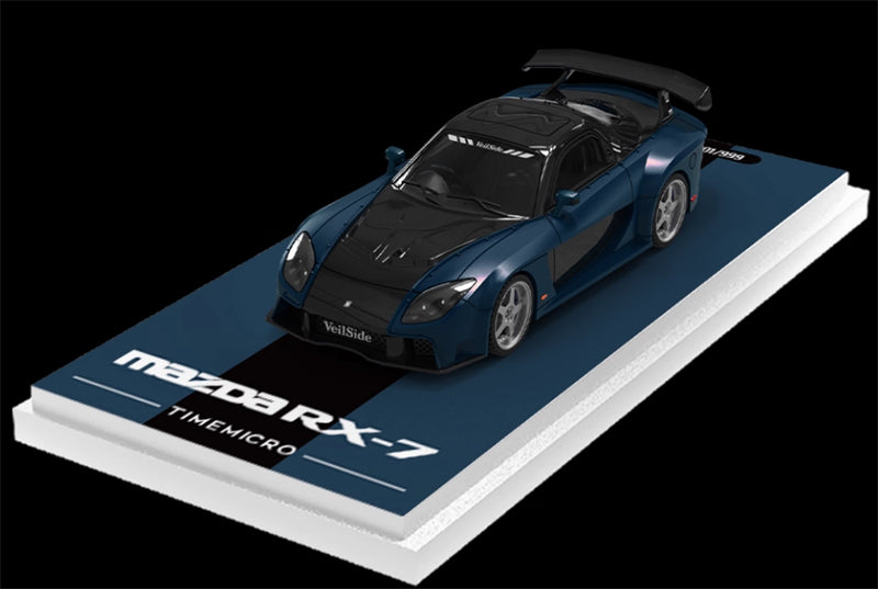 TIMEMICRO Mazda RX-7 Veilside Black Blue Limited Edition 999PCS ONLY 1:64 Car Pre-built Model view1