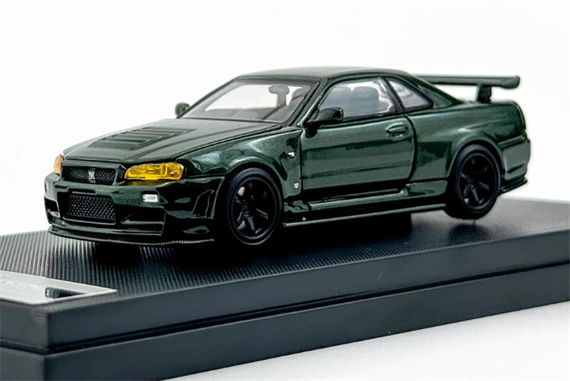 MOTORHELIX NISSAN SKYLINE GT-R R34 (NISMO) Customized Dark Green Limited Edition 699PCS ONLY 1:64 Car Pre-built Model view6