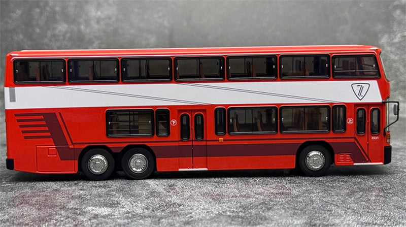 AUTO-GLIMPSE JLY6121S Jinling double layer Original factory paint Special 1 Route red 1:64 Bus Pre-built Model view3