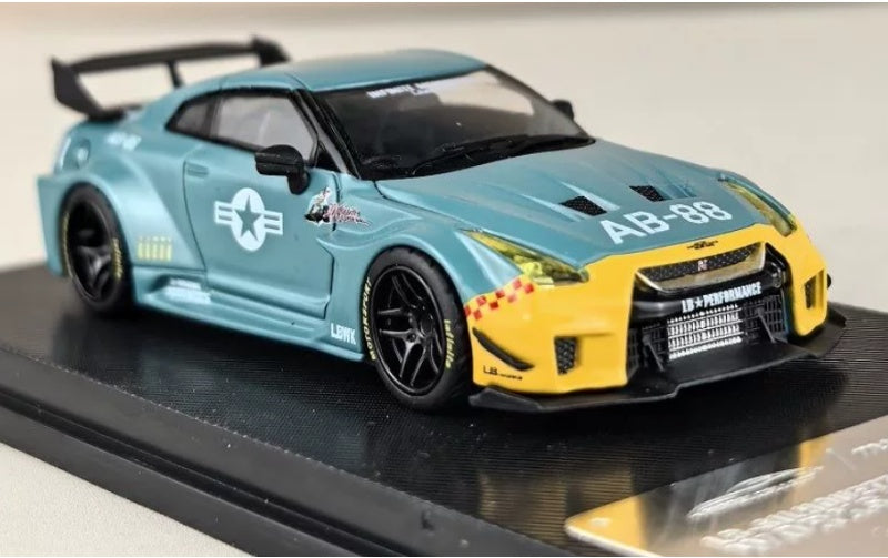 1:64 Nissan 35GT-RR  Matte green/yellow head mymodelcollect  Limited Edition 999PCS ONLY DIECAST Model