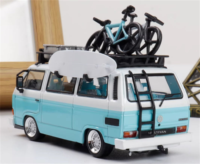Mortal Model Volkswagen T3 Van BBS T Blue White Double Splicing 1:64 Car Pre-built Airliner Model Display view2