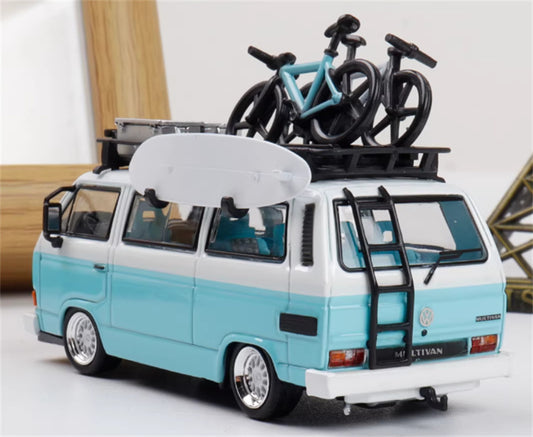 Mortal Model Volkswagen T3 Van BBS T Blue White Double Splicing 1:64 Car Pre-built Airliner Model Display view2
