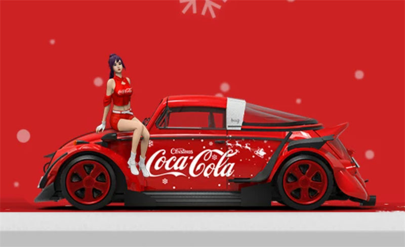 1:64 Volkswagen Beetle Christmas Co COOL.CAR w/ figure DIECAST Civil Car Model