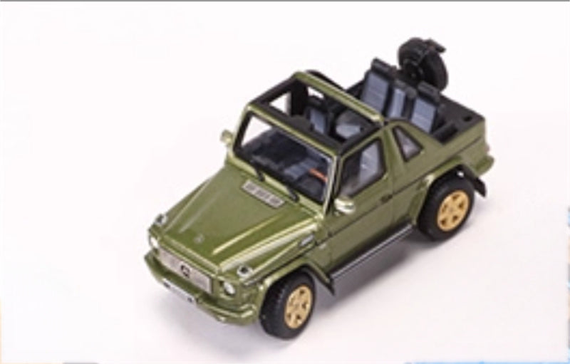 GCD Mercedes benz G500 two-door short-wheelbase convertible off-road with roof comes with 4 tires green LHD 1:64 Car Pre-built Model view5