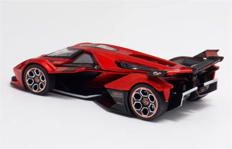 LeManFang Lamborghini V12 Vision VGT Concept Car Transparent Red 1:64 Car Pre-built Model view2