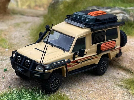 Autobots Models Toyota Land Cruiser LC78 J70 Off road modified version of personnel carrier Light yellow embossed version 1:64 Truck Pre-built Model view1