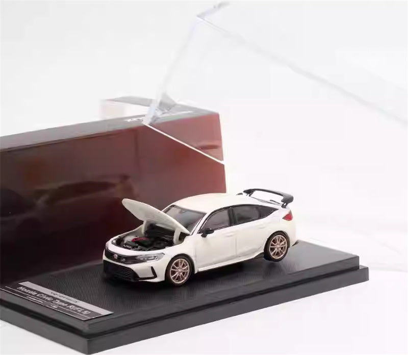 MOTORHELIX HONDA Civic Type R FL5 Racing Champion White Gold wheels 1:64 Car Pre-built Model view4