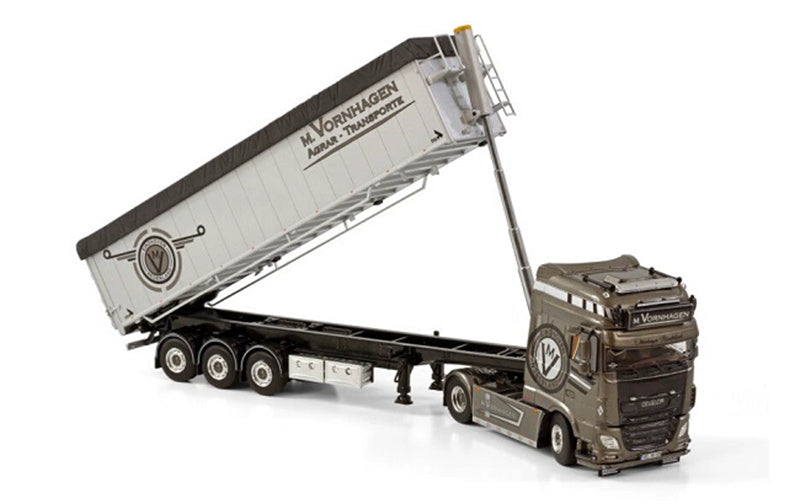 WSI DAF XF SSC MY2017 4X2 VOLUME TIPPER TRAILER - 3 AXLE M. VORNHAGEN 1/50 Truck Pre-built Model