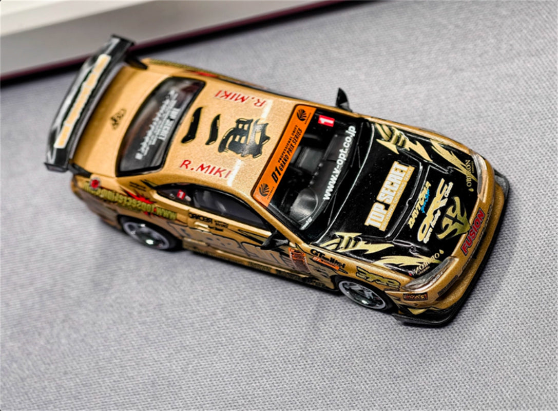 MINIGT Nissan S15 SILVIA Top Secret D1GP #1 Blister Packaging gold 1:64 Car Pre-built Model view6