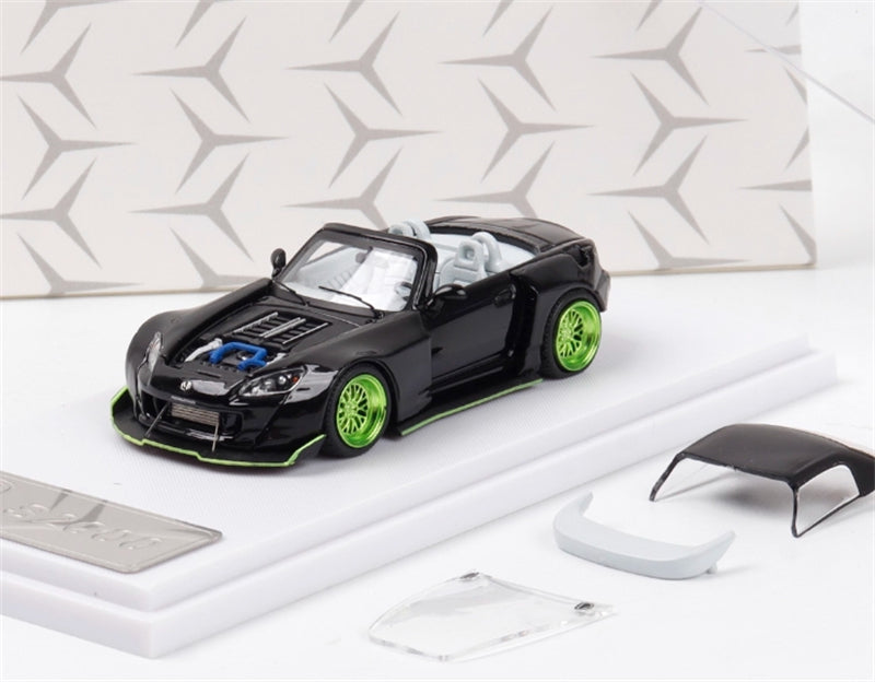 RHINO MODEL Honda S2000 Wide body Convertible Roadster Black Limited Edition 699PCS ONLY 1:64 car Pre-built Model view8