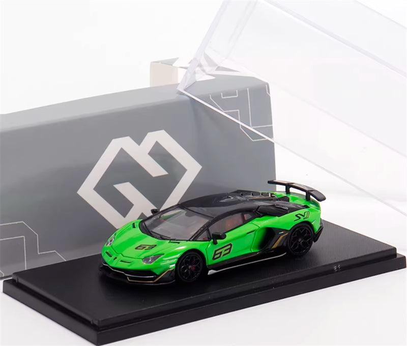 Max well Lamborghini Aventador SVj 63 # Pearl green hardtop 1:64 Car Pre-built Airliner Model Display view8