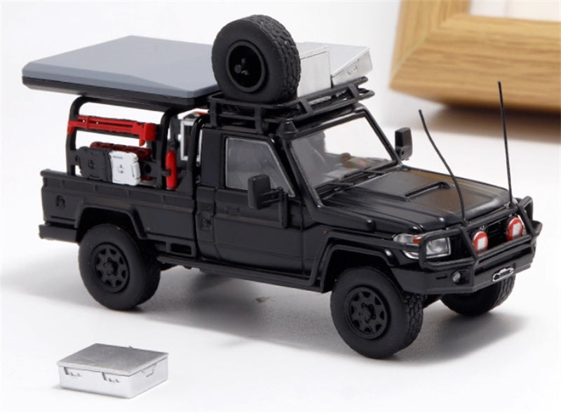 Autobots Models Toyota Land Cruiser LC79 Pickup Camping Vehicle Black single layout 1:64 Truck Pre-built Model view5