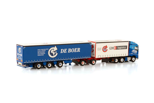 WSI VOLVO FH4 GLOBETROTTER 6X2 TWINSTEER LZV COMBI - 8 AXLE DE BOER TRANSPORT 1/50 DIECAST Truck
