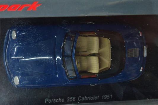 Spark Porsche 356 Cabriolet 1951 Blue 1:43 Car Pre-built Model view2