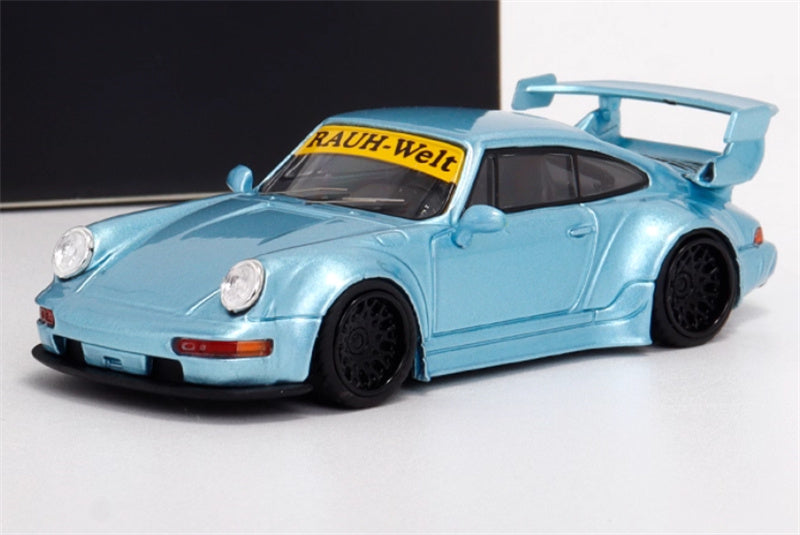 TPC Porsche 911 RWB 964 Widebody Conversion Limited Edition 500PCS ONLY Ice Blue - Black Wheel 1:64 Car Pre-built Model view1
