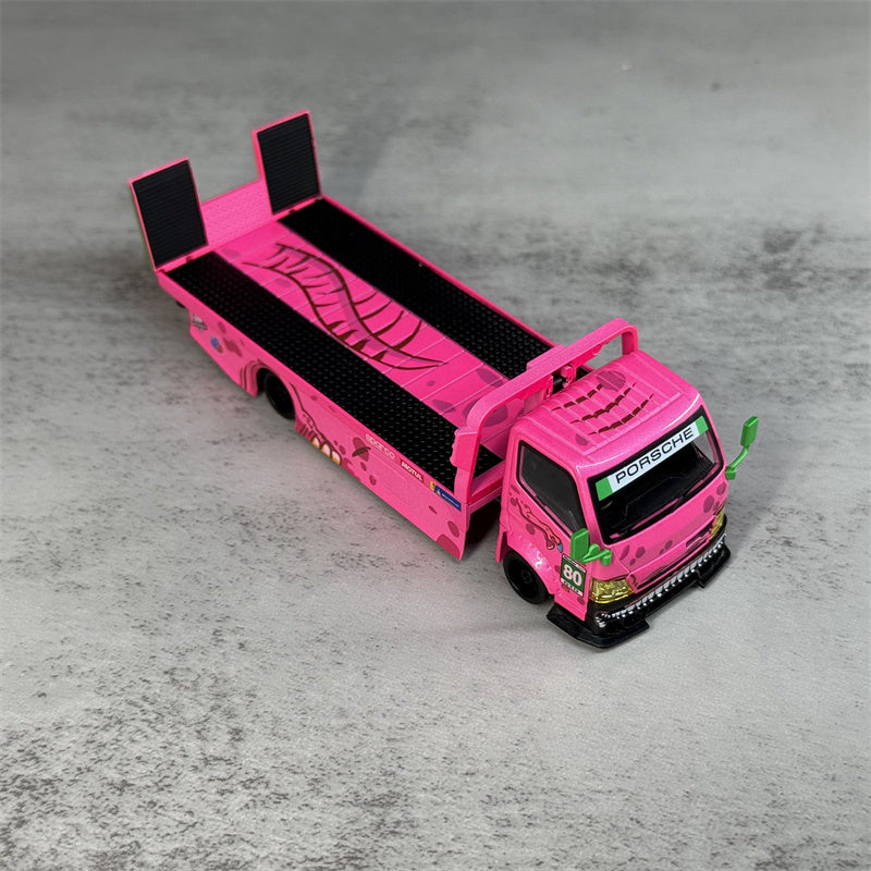 1:64 Hino H300 Dinosaur Painting Pink Mega Gear DIECAST Model