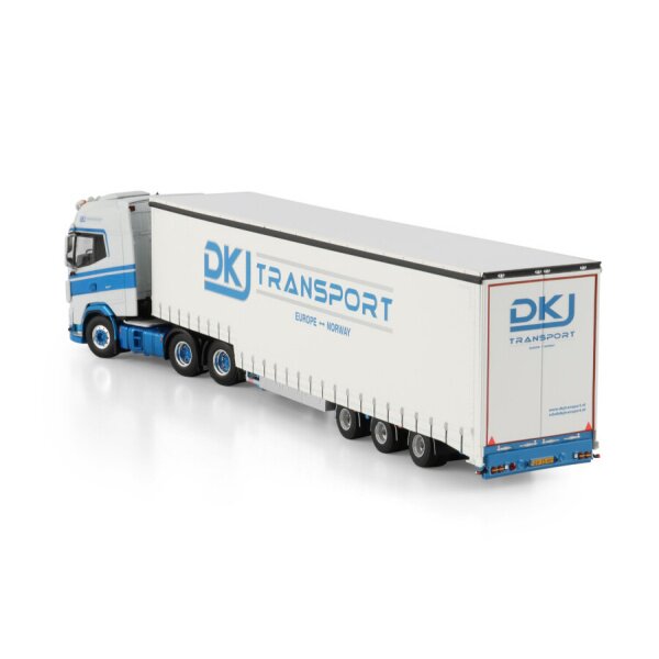 1:50 DAF DKJ TRANSPORT XG + 6X2 SEMI WITH CURTAIN 3 AXLE WSI Diecast Model