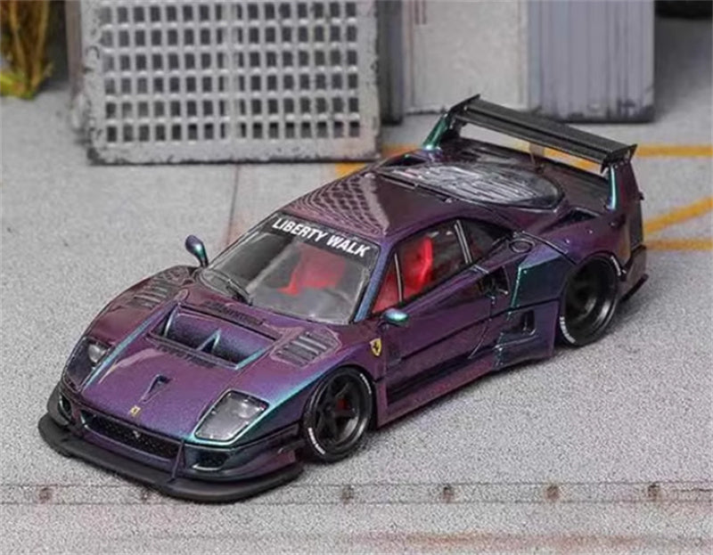 Star Model Ferrari F40 LB wide body Open back cover version Color changing Purple - Exquisite Crystal Base 1:64 Car Pre-built Model view1