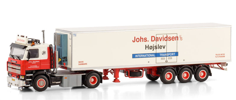 WSI SCANIA 2 SERIES 4X2 CLASSIC REEFER TRAILER - 3 AXLE Johs Davidsen Hojslev 1:50 Truck Pre-built Model