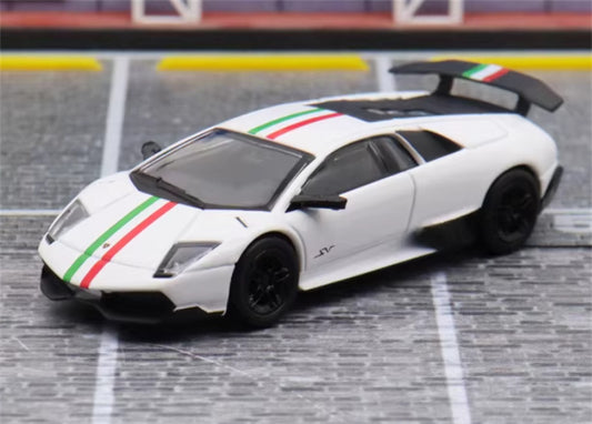 Max well Lamborghini Murcielago LP670-4 SV White w/ Stripe Version 1:64 Car Pre-built Airliner Model Display view1