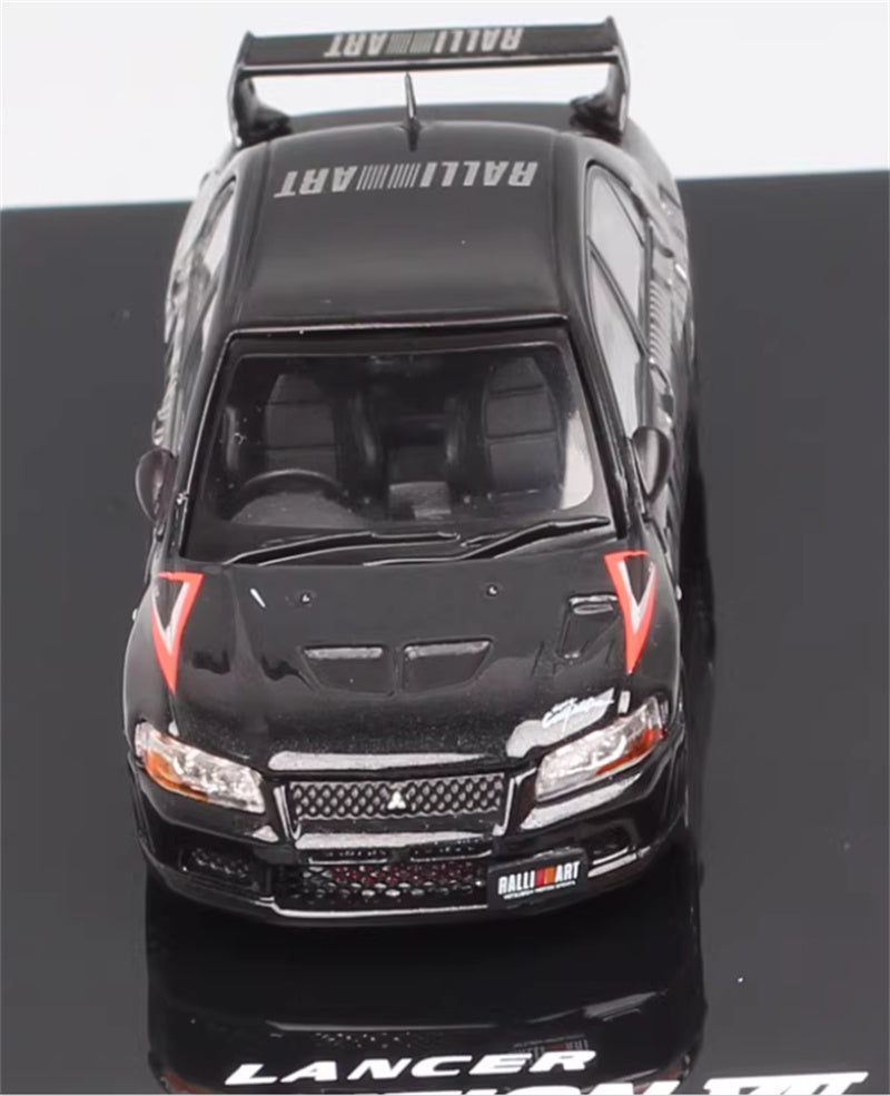 Hobby JAPAN MITSUBISHI LANCER EVOLUTION 7 GSR Black - Black Wheel 1:64 Car Pre-built Model view6