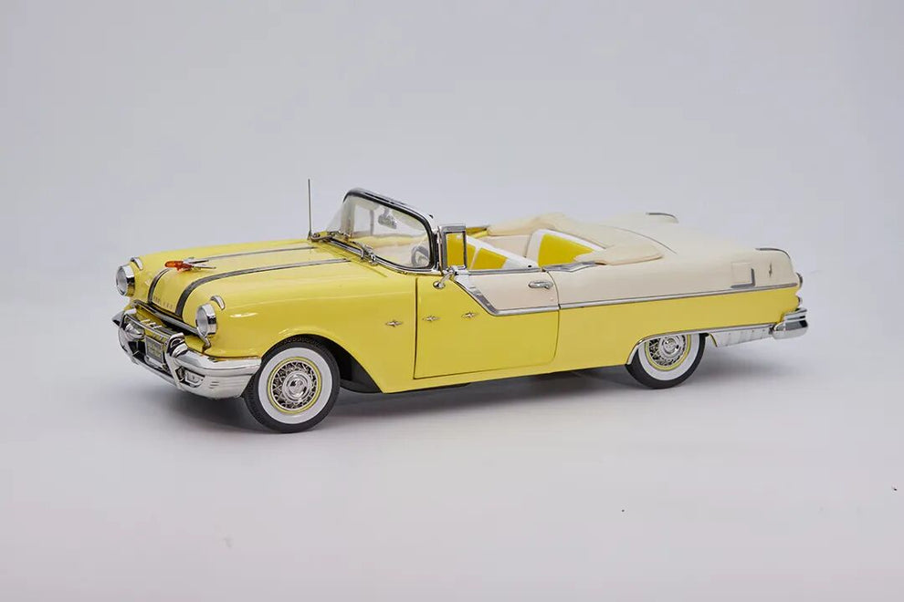 Sun Star Platinum Collection 1:18 1955 Pontiac Star Chief Open Convertible in White Mist and Avalon Yellow