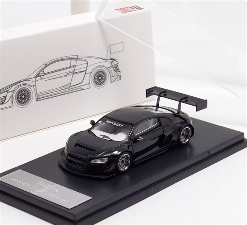 LeManFang Audi R8 LMS ULTRA high tail modified racing Black 1:64 Car Pre-built Model view8