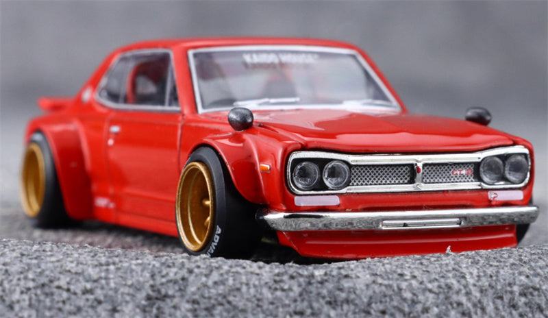 KaidoHouse x MiniGT Nissan Skyline 2000GT-R KPGC10 Kaido Street V1 red color box packaging 1:64 Car Pre-built Model view5