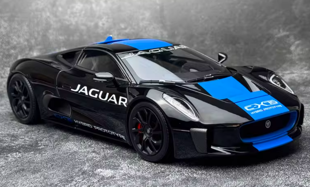 Almost Real Jaguar C-X75 2015 black blue decal Hybrid Prototype 1:18 Car Pre-built Model view4