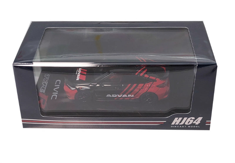 Hobby JAPAN Honda CIVIC TYPE R (FL5) ADVAN Red Black 1:64 Car Pre-built Model view10