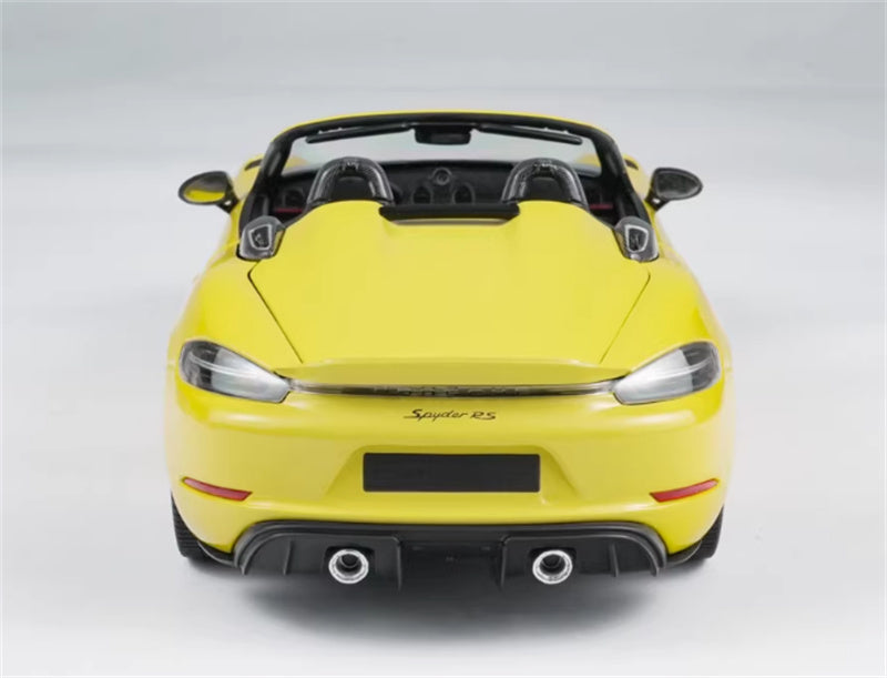 1:18 PORSCHE 718 SPYDER RS 2024 Yellow Carbon Cover  MINICHAMPS No Tail Wing Edition DIECAST Car Model