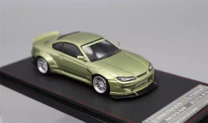 SW Nissan Slivia S15 Rocket Bunny Emerald Green Limited Edition 299PCS ONLY 1:64 car Pre-built Model view4